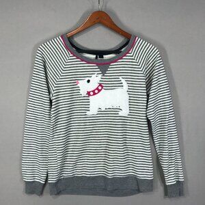 Kensie Sweatshirt Girl's Small 4-6 Gray Striped Pullover Scottie Dog Long Sleeve